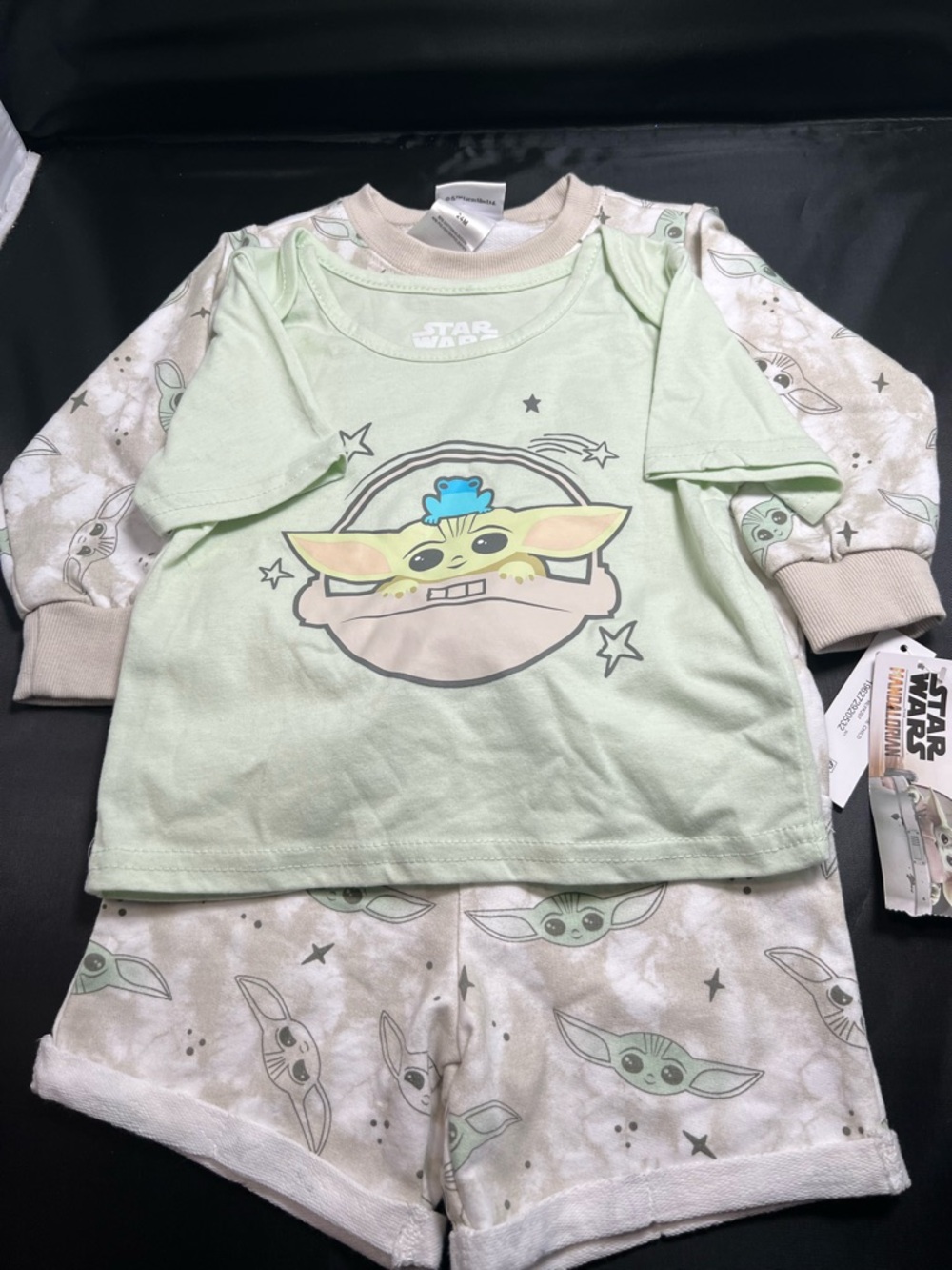 Baby Grogu 3-Piece Outfit Set – Shirts + Shorts – Mint Green – Size 24M – NWT